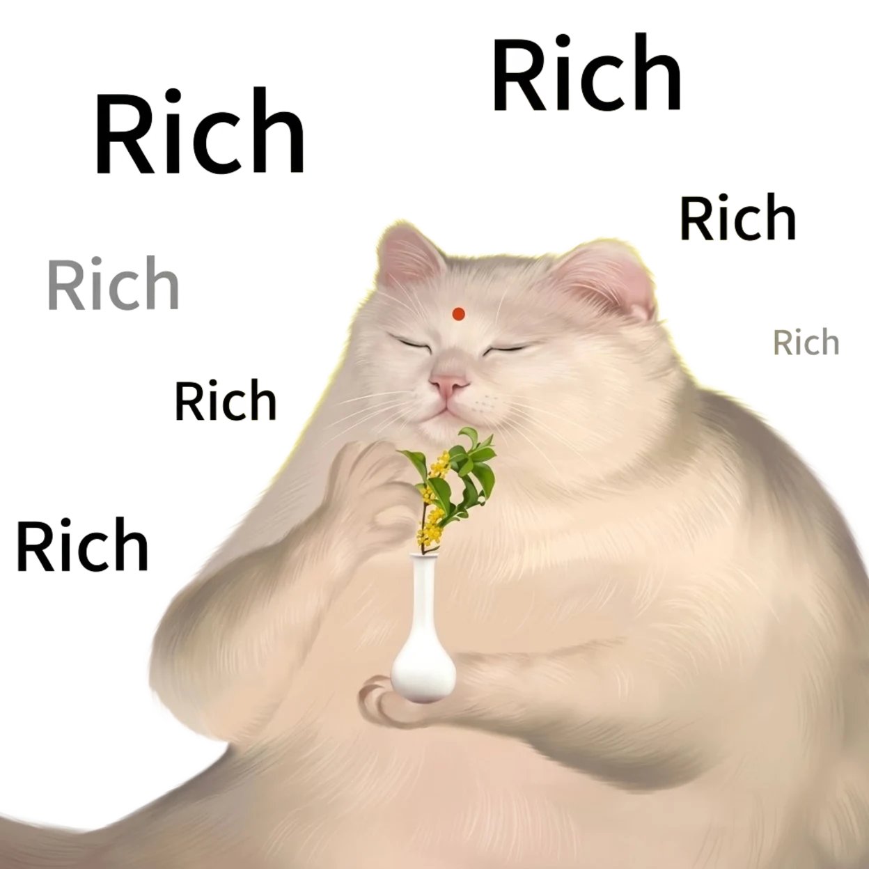 Affirmation Cat holding a small vase